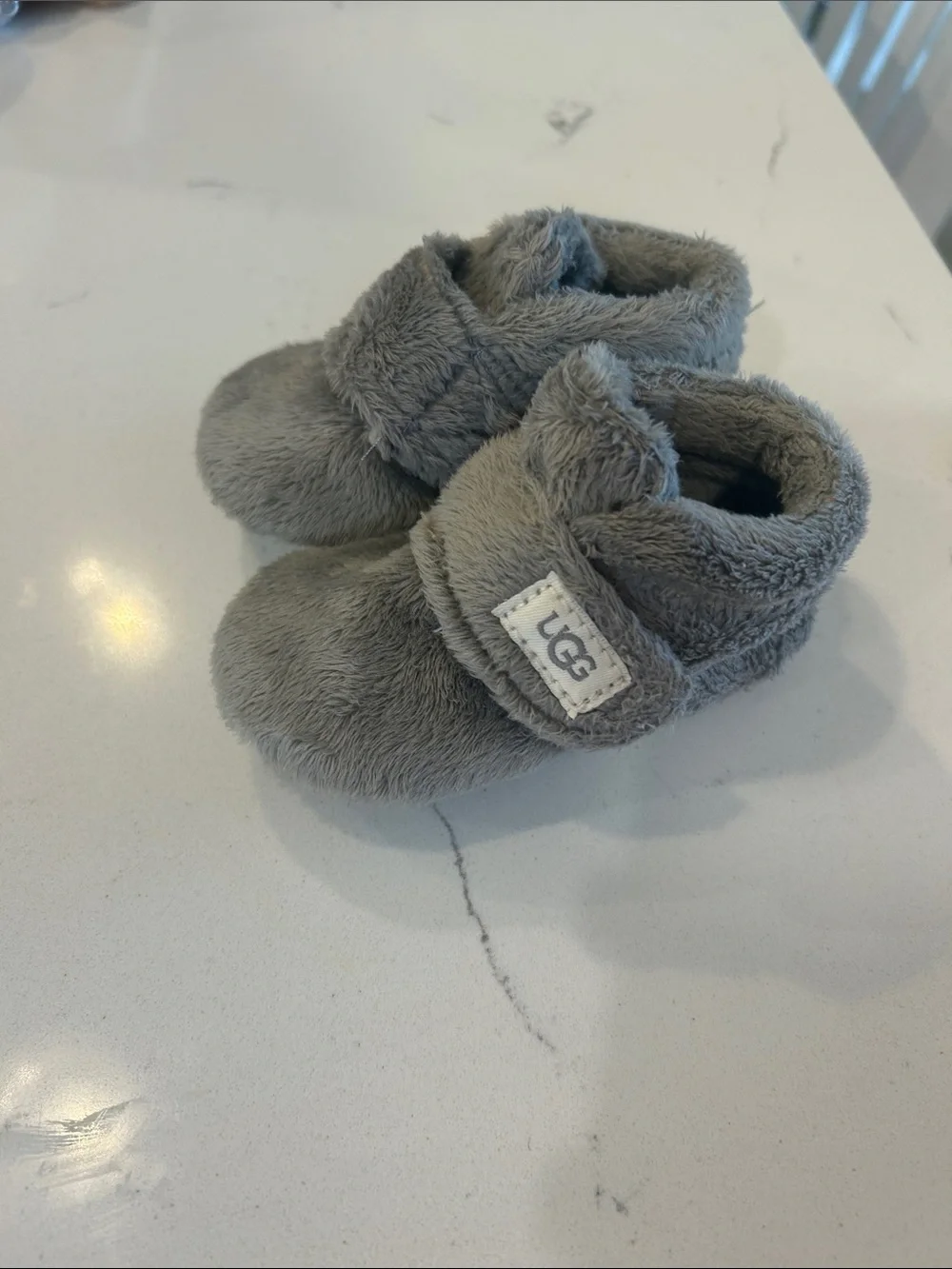 UGG Plush Baby Booties in Light Gray